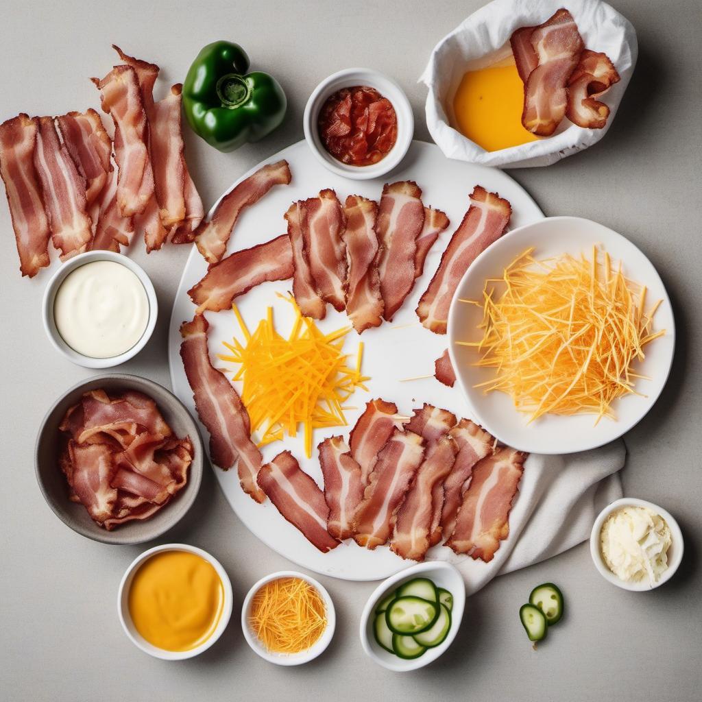 Items needed to answer the question, How do I make bacon-wrapped jalapeño poppers. Items include:  Jalapeños  Cream cheese  Shredded cheddar cheese  Bacon slices  Toothpicks (optional)