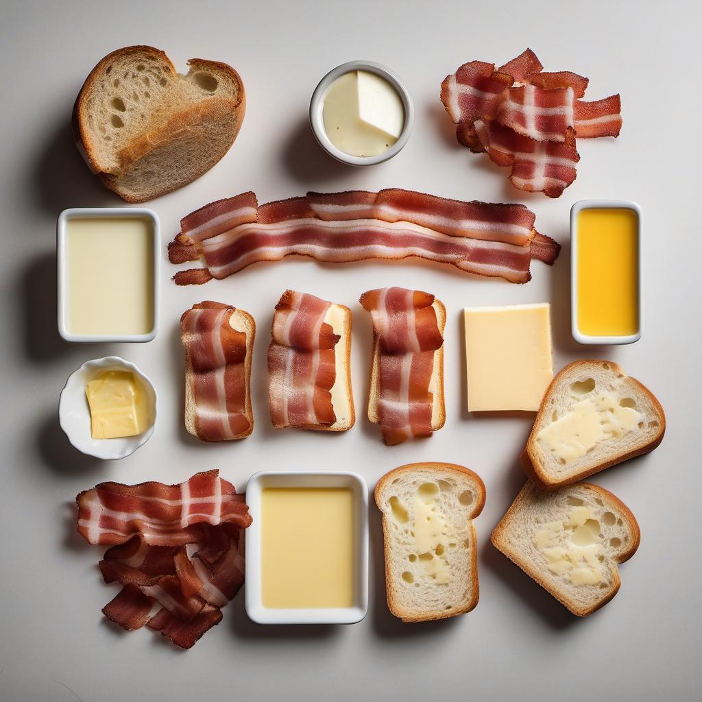 Items needed to answer the question, create a breakfast grilled cheese. Items include:  Bread  Cheese  Bacon  Butter