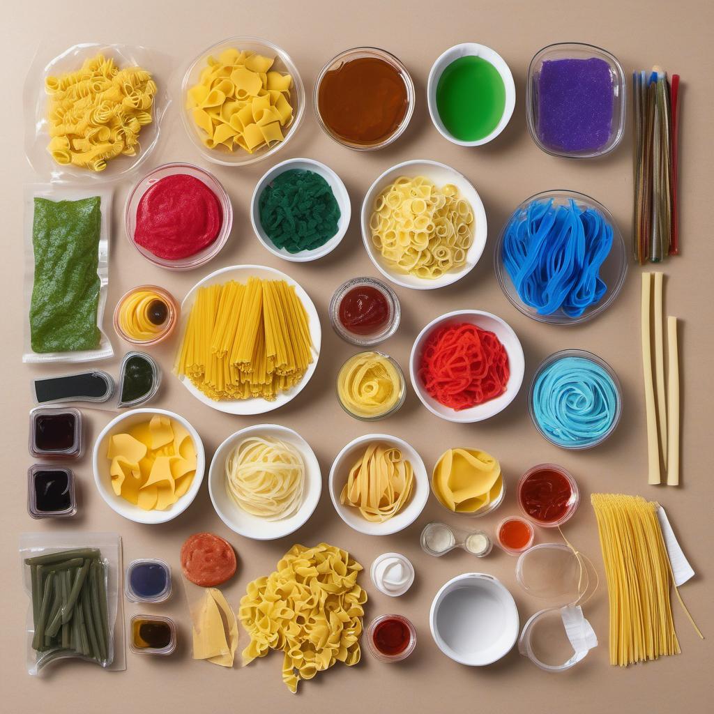 Items needed to answer the question, craft multicolored pasta butterflies for kids. Items include:  Pasta  Food coloring/liquid watercolors  Rubbing alcohol  Sandwich bags  Parchment paper  Paintbrush  Scissors  Pipe cleaners  Googly eyes  Glue