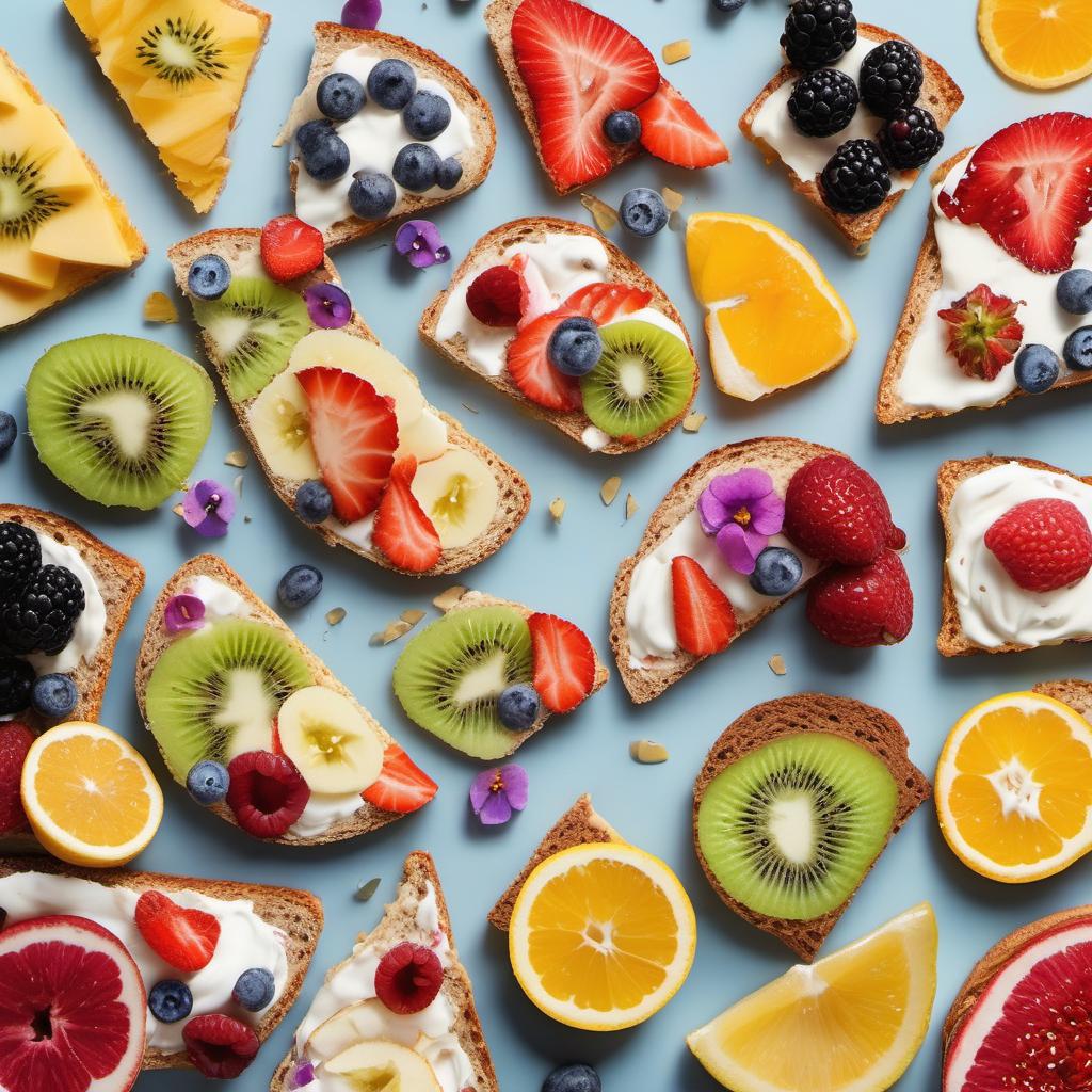 Items needed to answer the question, make Unicorn Toast. Items include:  Colorful bread slices  Cream cheese or yogurt  Natural food colorings  Toppings (fruit slices, sprinkles, edible flowers)