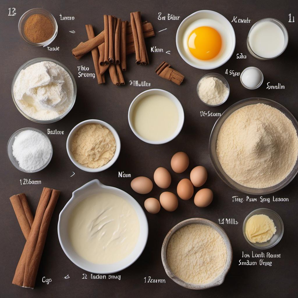 Items needed to answer the question, make a giant cinnamon roll. Items include:  All-Purpose Flour  Granulated Sugar  Instant Yeast  Salt  Warm Milk  Butter  Large Egg  Brown Sugar  Ground Cinnamon