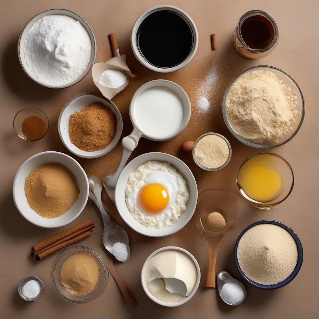 Items needed to answer the question, bake an enormous cinnamon wreath. Items include:  All-Purpose Flour  Granulated Sugar  Instant Yeast  Salt  Warm Milk  Butter  Eggs  Brown Sugar  Ground Cinnamon