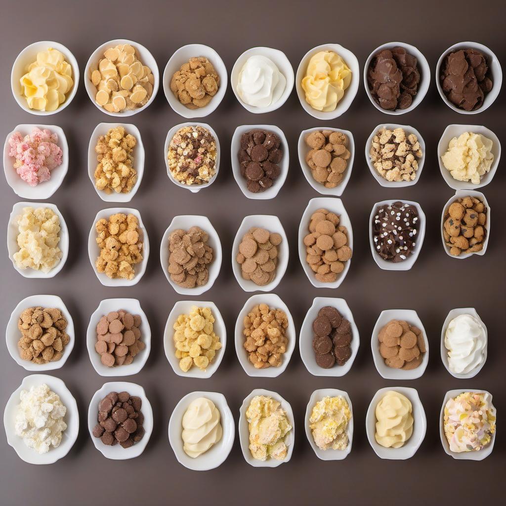 Items needed to answer the question, host a Cookie Dough Cones taste test party. Items include:  Variety of Cookie Dough Flavors  Sugar Cones or Waffle Cones  Toppings (sprinkles, chocolate chips, crushed nuts, whipped cream, etc.)  Individual Plates or Trays  Notecards (optional)