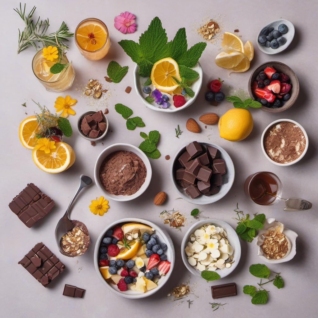 Items needed to answer the question, style your Dessert Charcuterie Board like a pro. Items include:  Assorted desserts  Fresh fruits  Edible flowers  Crushed nuts  Grated chocolate  Mint leaves  Rosemary sprigs  Small serving utensils  Cocktail picks