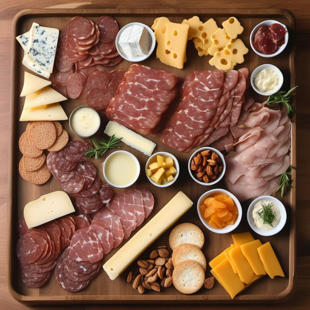 Items needed to answer the question, customize your Picnic Charcuterie Board to fit any occasion. Items include:  Board  Cheeses  Cured Meats  Crackers and Bread  Accompaniments