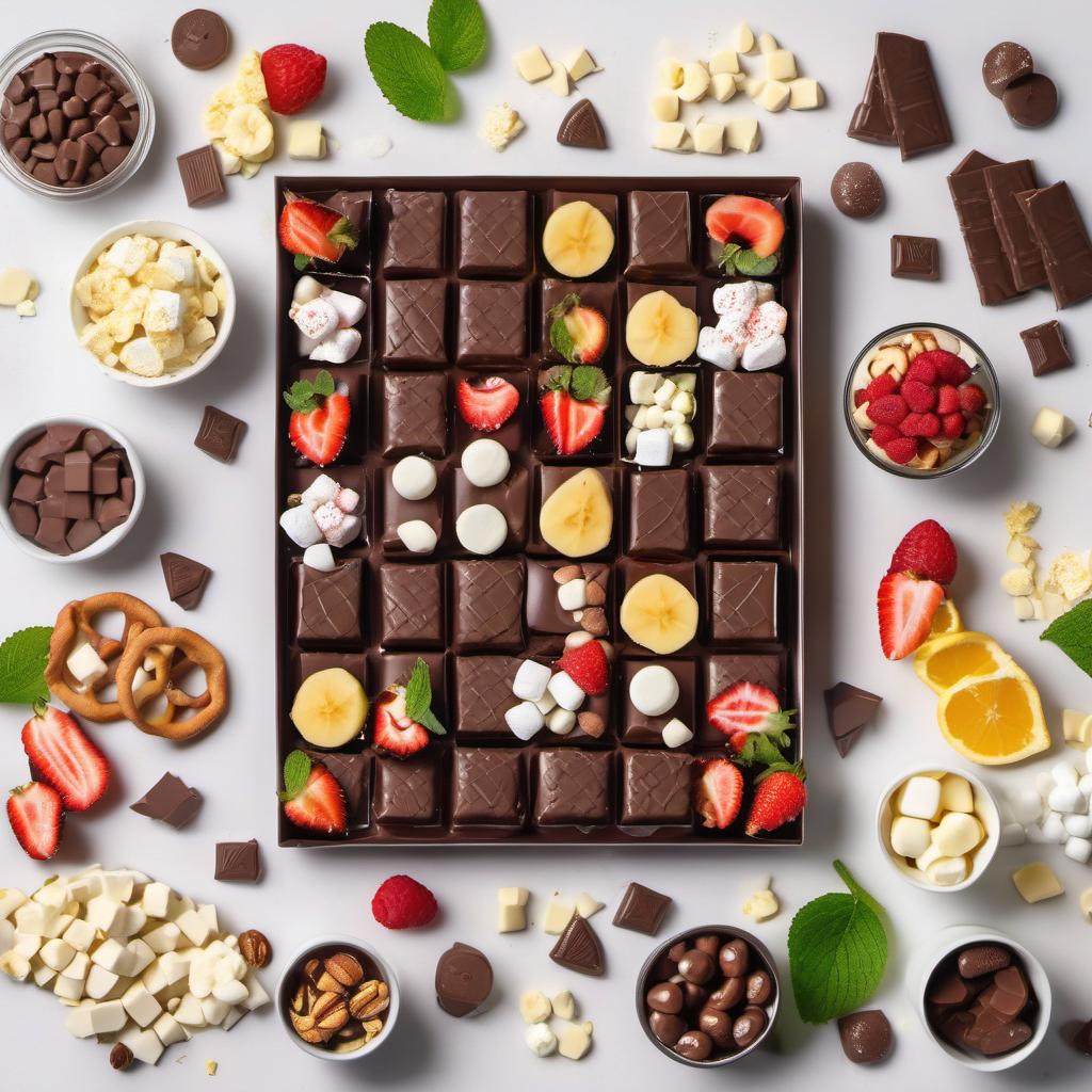 Items needed to answer the question, decorate a chocolate charcuterie board like a pro. Items include:  Chocolate  Toppings  Garnish