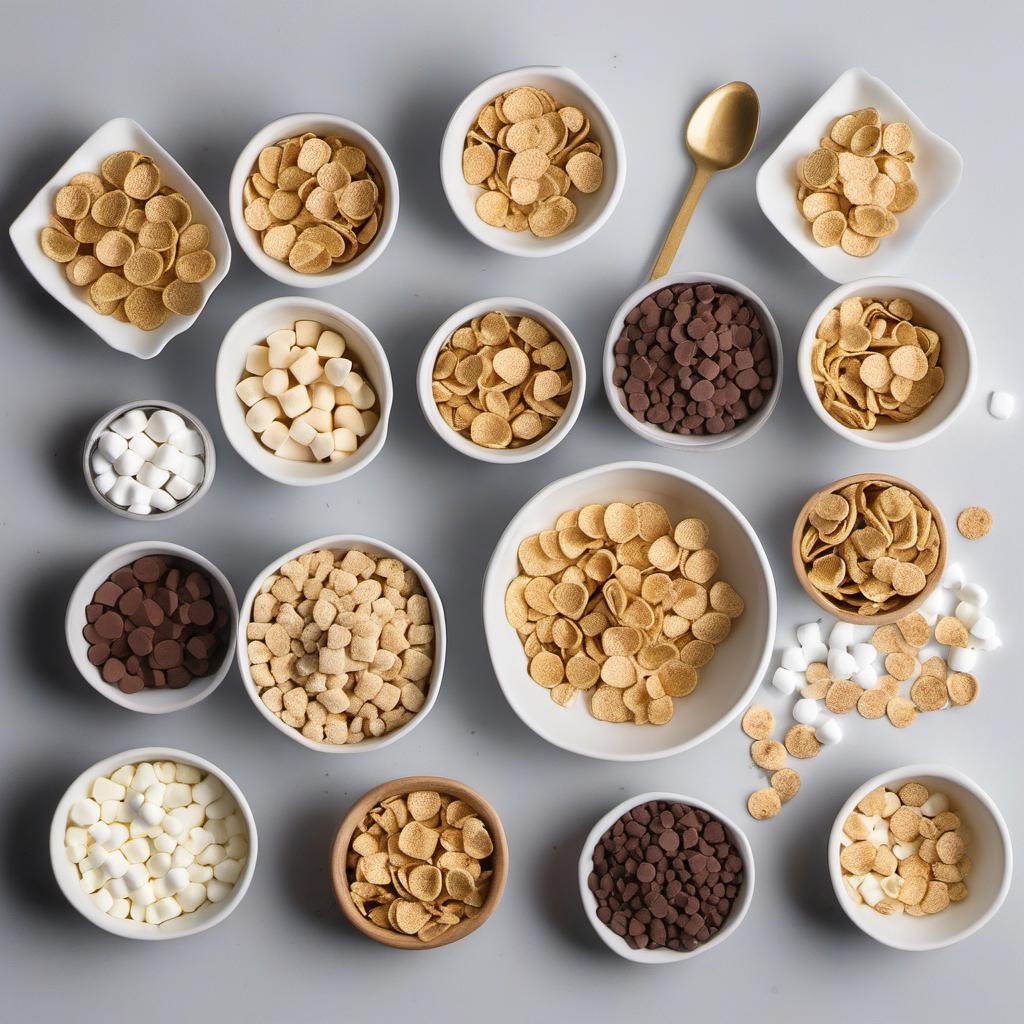 Items needed to answer the question, How do I make Golden Grahams smores bars. Items include:  Golden Grahams cereal  Miniature marshmallows  Chocolate chips