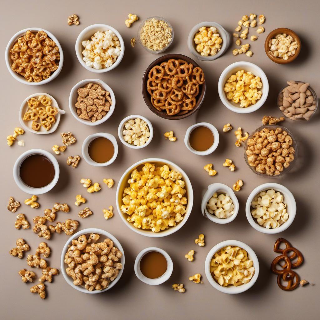 Items needed to answer the question, How do I bake Golden Grahams caramel popcorn. Items include:  Popcorn  Golden Grahams cereal  Salted peanuts  Mini pretzels  Butter  Packed brown sugar
