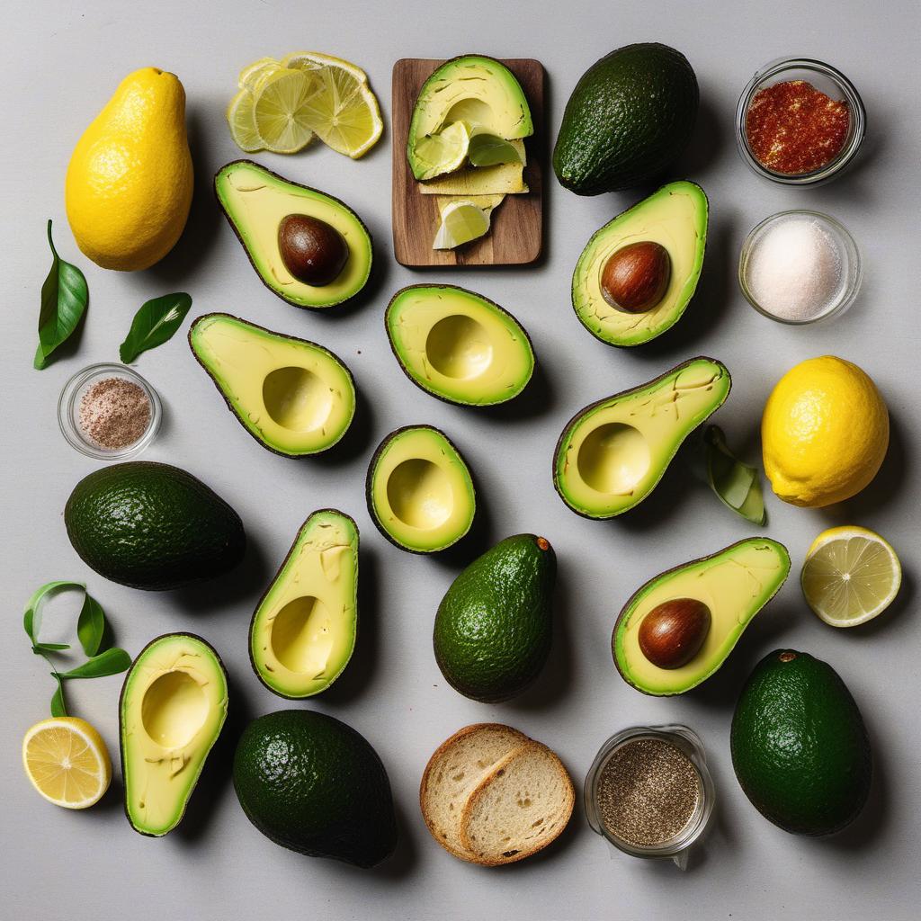 Items needed to answer the question, How do I make Avocado Toast for a girls brunch. Items include:  Avocado  Lemon  Salt  Black Pepper  Chili Flakes  Bread  Toppings