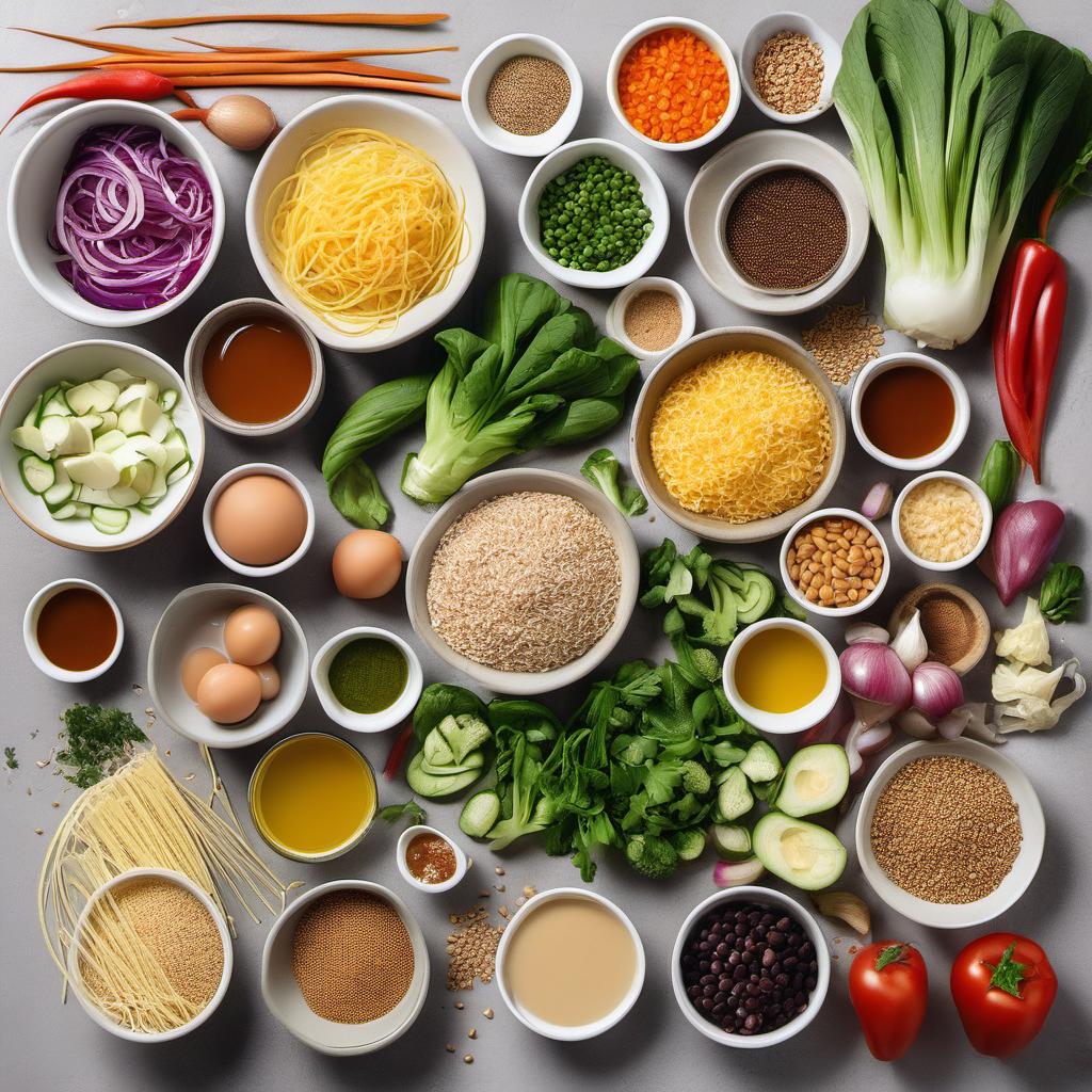 Items needed to answer the question, How do I create a protein-packed Buddha Bowl. Items include:  Protein source  Fresh veggies  Grains or noodles  Dressing ingredients