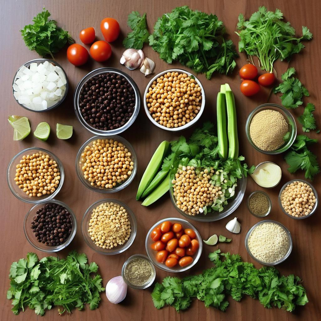 Items needed to answer the question, How do I make a refreshing Falafel Bowl. Items include:  Dried Chickpeas  Parsley  Cilantro  Onion  Garlic Cloves  Ground Cumin  Ground Coriander  Salt  Cayenne Pepper  Vegetable Oil  Salad Greens  Cucumbers  Cherry Tomatoes  Red Onions  Pickled Turnips  Tahini Sauce  Lemon Juice