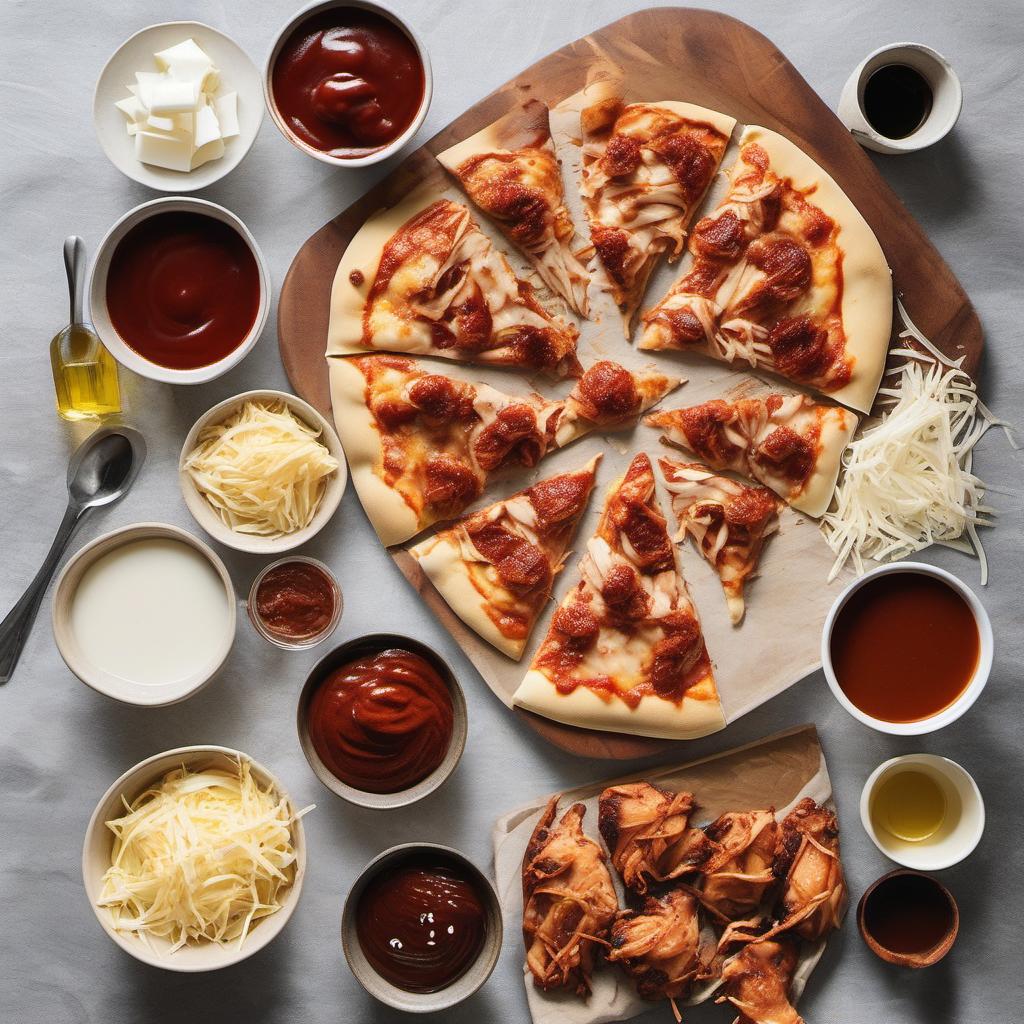 Items needed to answer the question, How do I make a game-changing Truffle Oil BBQ Chicken Pizza. Items include:  Pizza dough  BBQ sauce  Shredded mozzarella cheese  BBQ chicken  Truffle oil