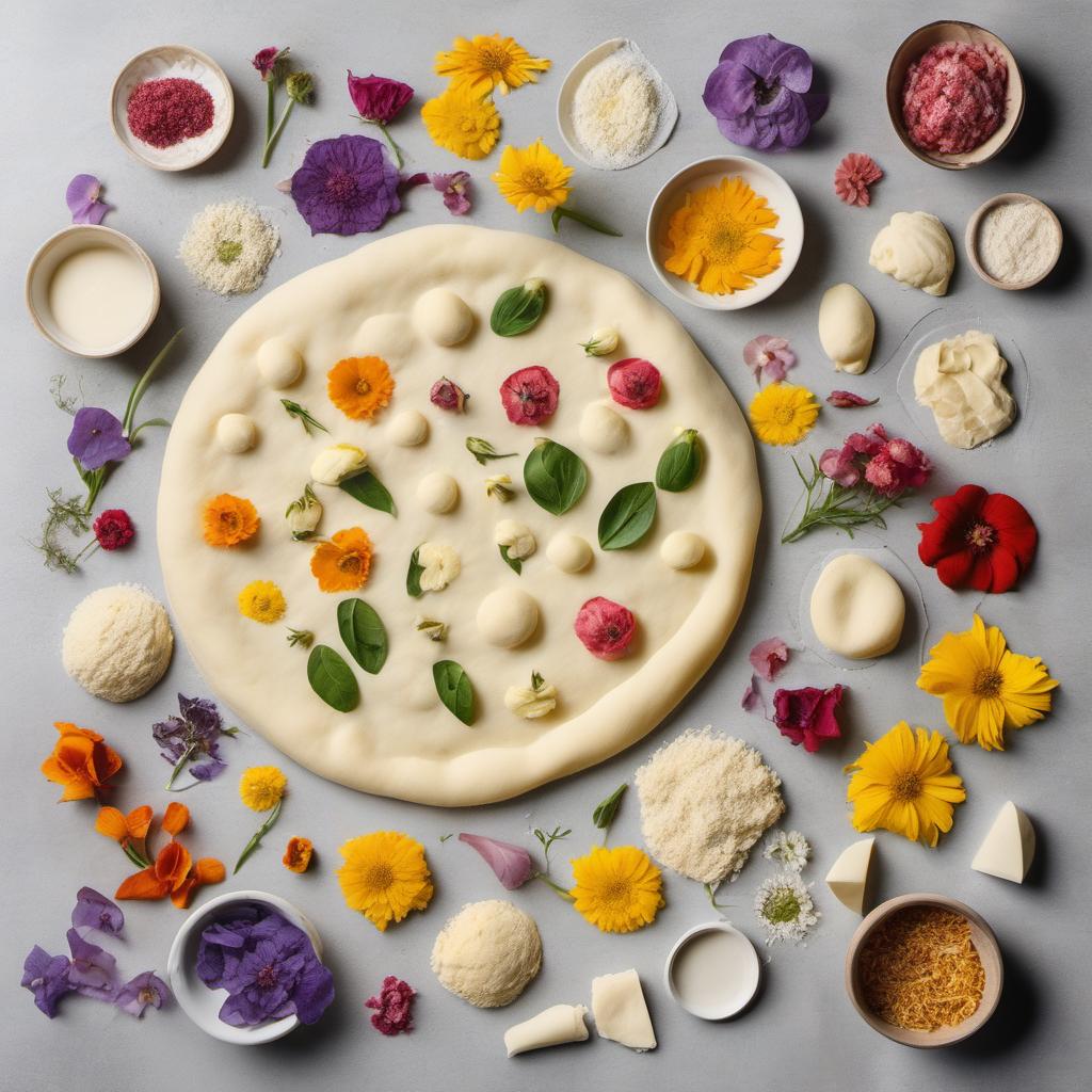 Items needed to answer the question, How do I decorate my Pizza with Edible Flowers. Items include:  Pizza Dough  Edible Flowers