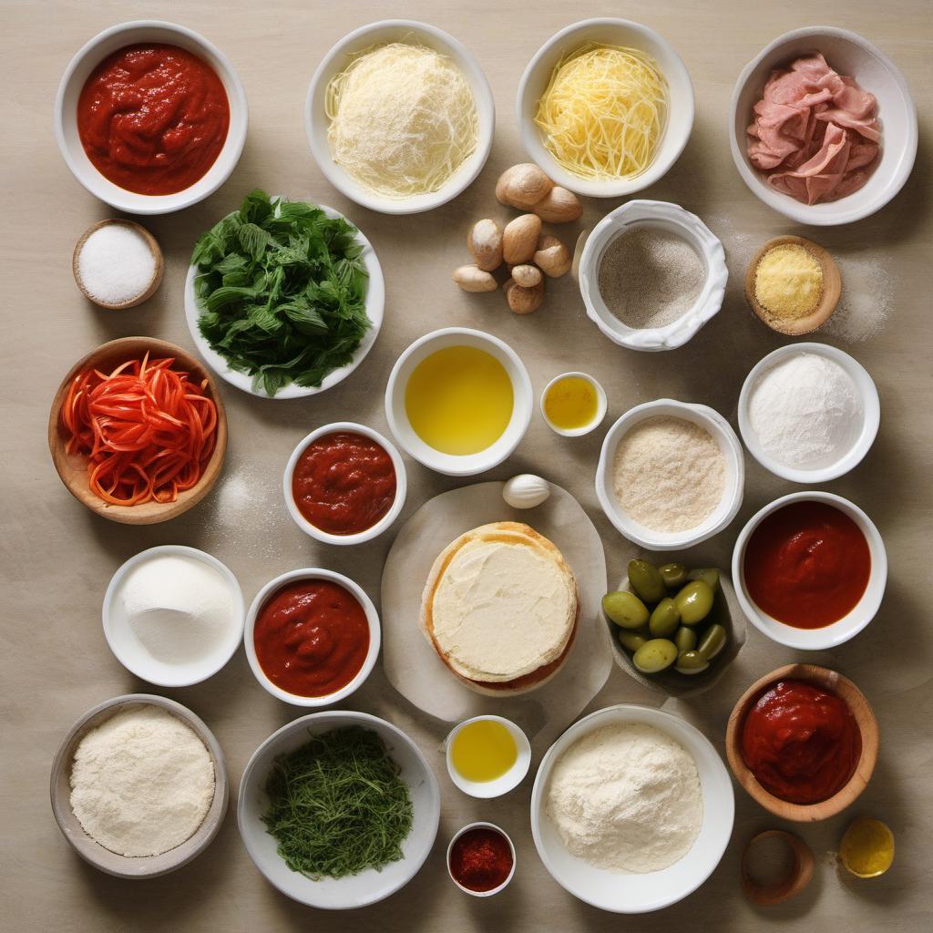Items needed to answer the question, How do I create a gluten-free Pizza with Edible Flowers. Items include:  Gluten-Free Flour  Xanthan Gum  Baking Powder  Salt  Warm Water  Olive Oil  Gluten-Free Pizza Sauce or Tomato Sauce  Shredded Mozzarella Cheese  Sliced Vegetables  Cooked Meats  Edible Flowers