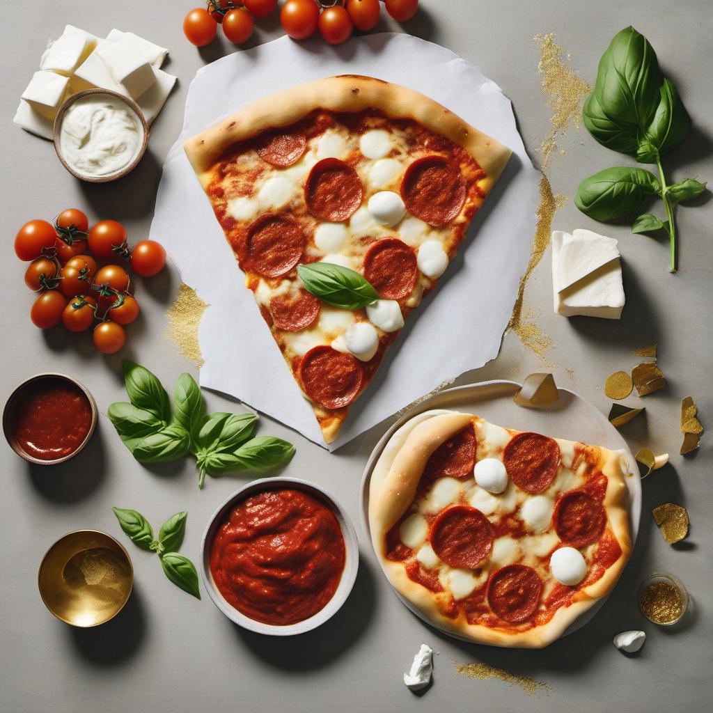 Items needed to answer the question, How do I create a gold leaf margherita pizza. Items include:  Pizza Dough  Tomato Sauce  Fresh Mozzarella Cheese  Fresh Basil Leaves  Edible Gold Leaf
