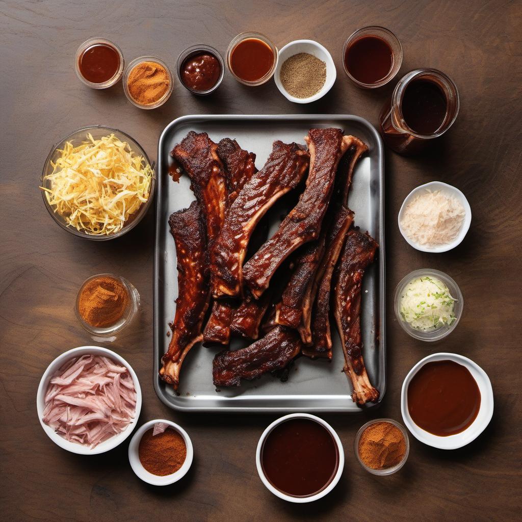 Items needed to answer the question, How do I smoke smoky whiskey ribs. Items include:  Ribs  Dry Rub  Smoky Whiskey  Wood Chips  Barbecue Sauce