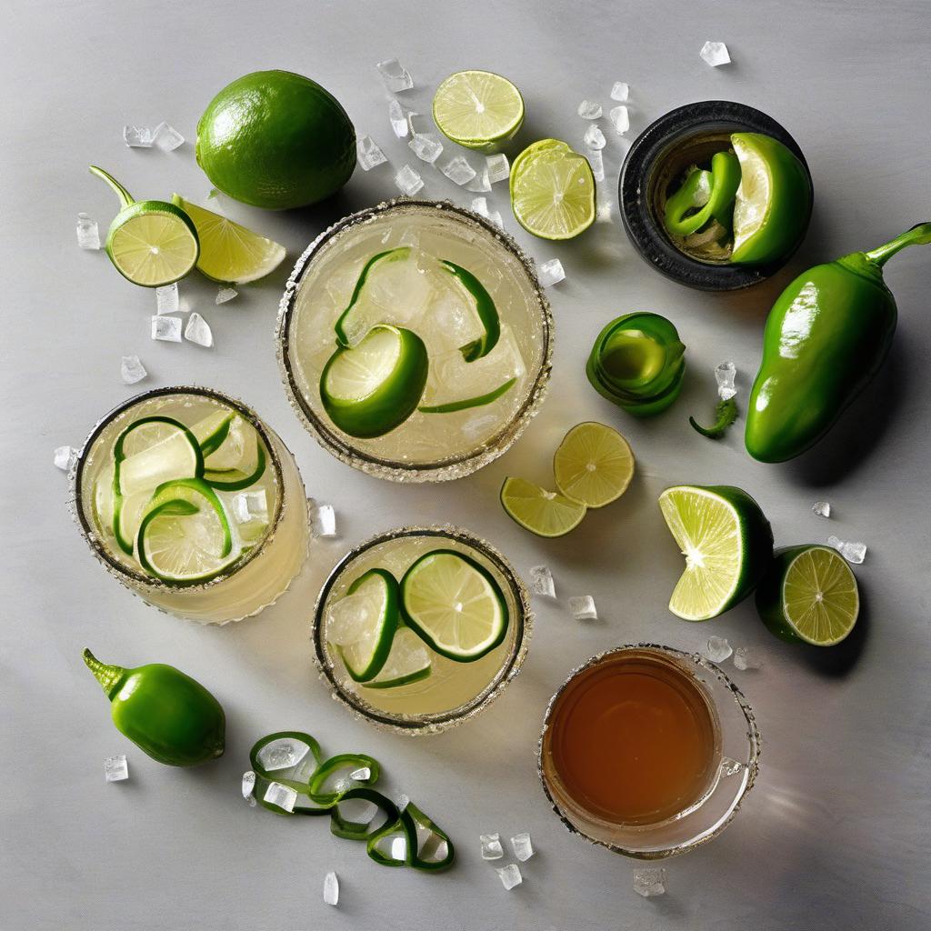 Items needed to answer the question, How do I smoke smoky spicy margarita. Items include:  Tequila  Jalapeños  Smoked Salt  Chili Powder  Lime Juice  Agave Syrup  Liquid Smoke  Ice  Jalapeño Slice or Lime Wedge