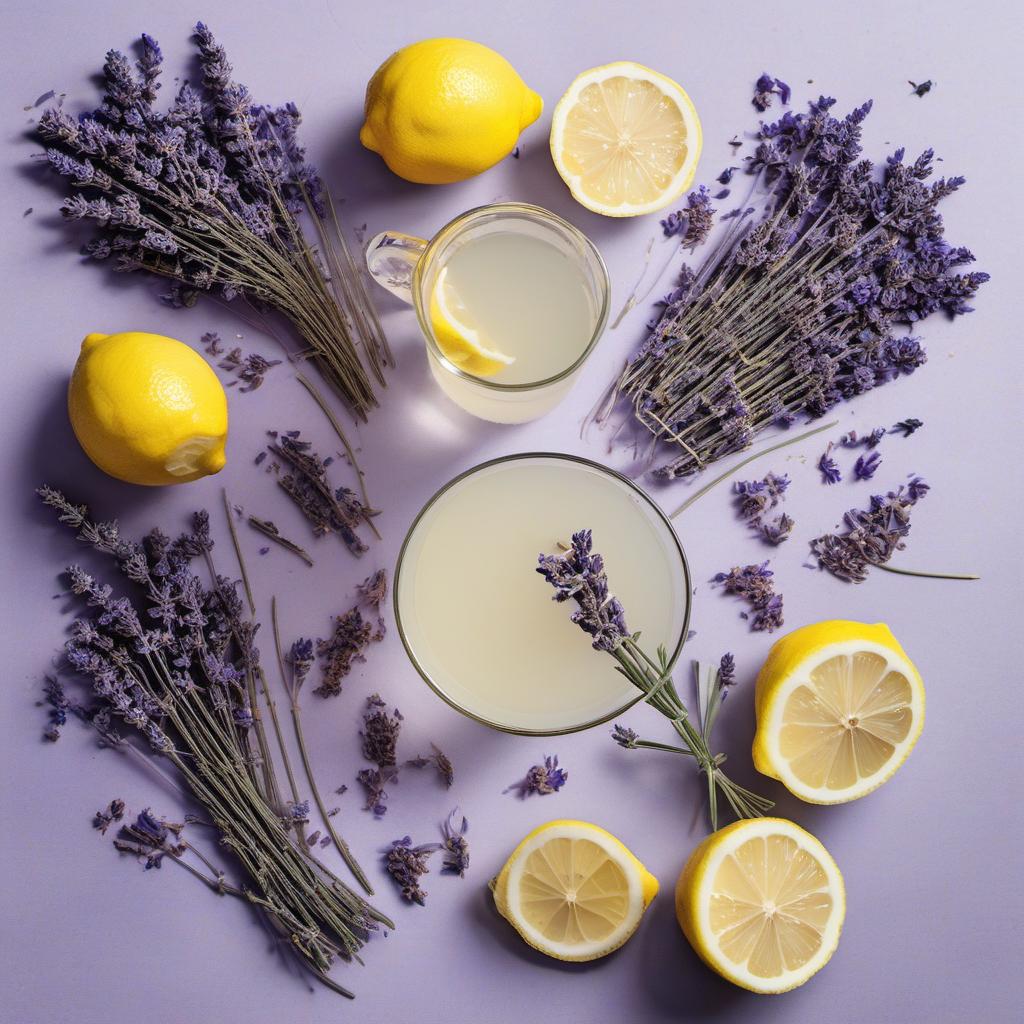 Items needed to answer the question, How do I whip up a Lavender Lemonade Martini. Items include:  Water  Sugar  Dried lavender flowers  Vodka  Freshly squeezed lemon juice
