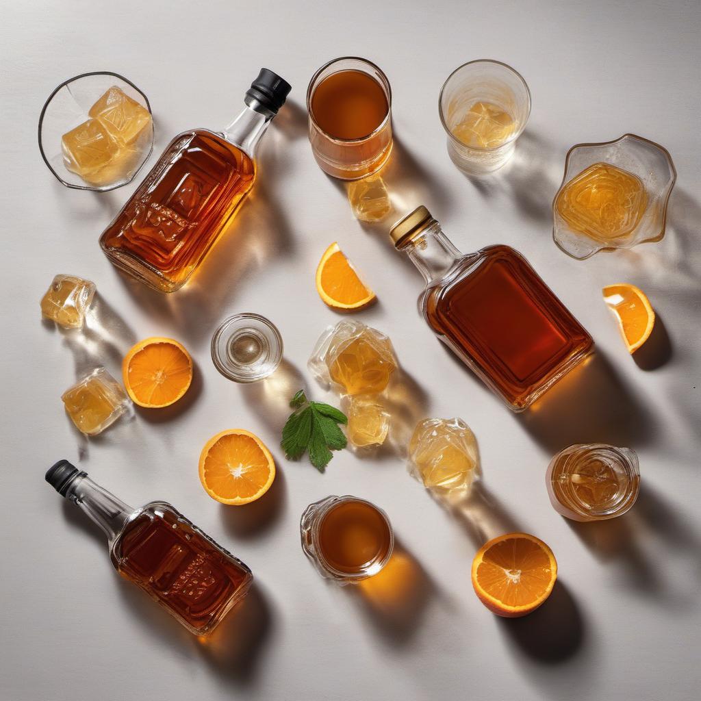 Items needed to answer the question, How do I make a Molecular Gastronomy Old Fashioned. Items include:  Bourbon  Maple Syrup  Xanthan Gum  Water  Sodium Alginate  Ice Cubes  Orange Zest