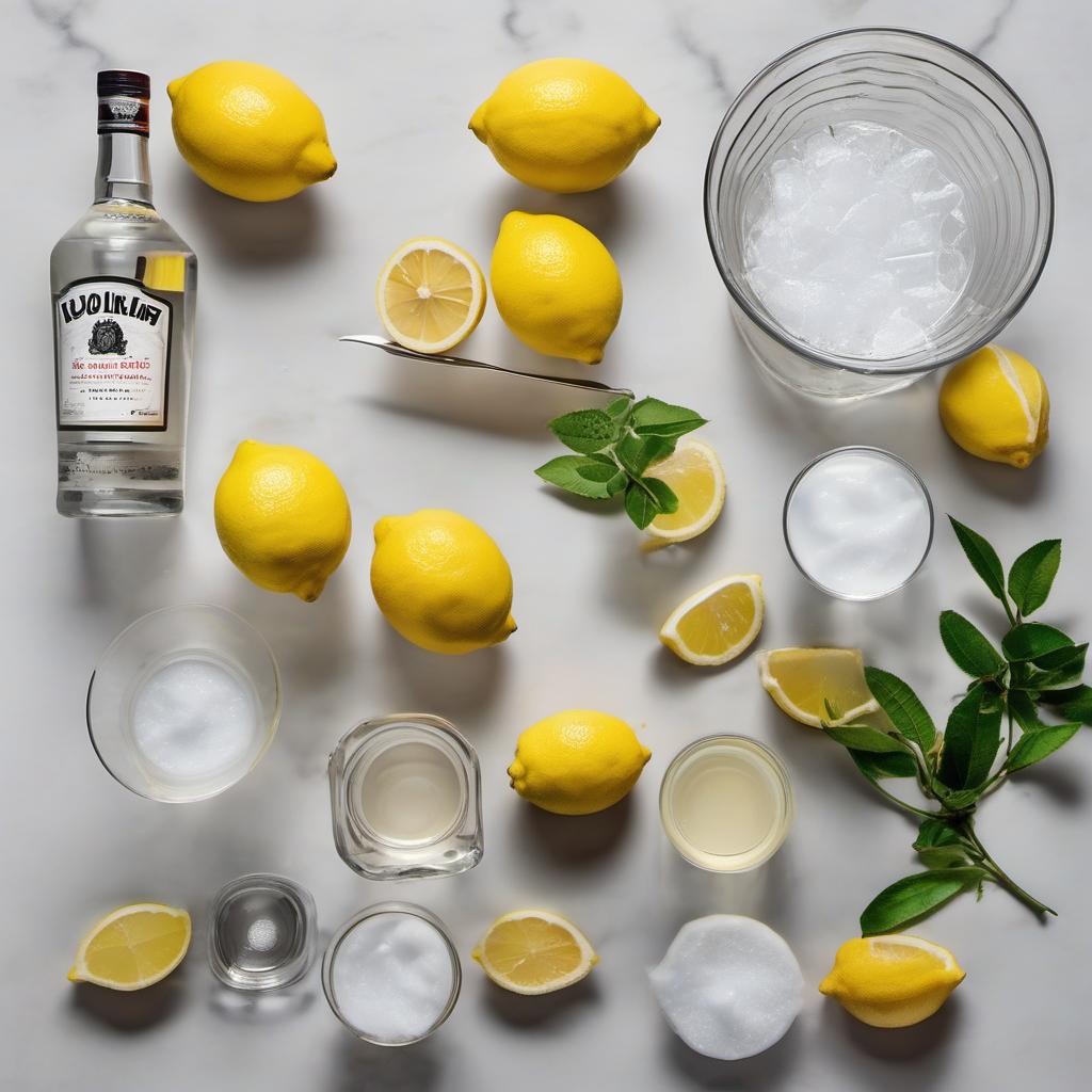Items needed to answer the question, How do I shake a Molecular Gastronomy Lemon Drop Martini. Items include:  Lemons  Vodka  Liquid Nitrogen  Triple Sec  Simple Syrup