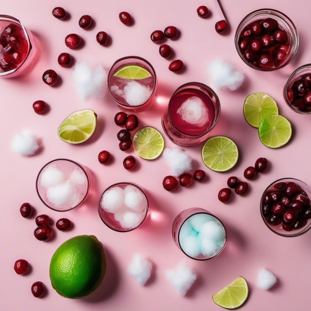 Items needed to answer the question, How do I create a Cotton Candy Martini. Items include:  Vanilla Vodka  Cranberry Juice  Fresh Lime Juice  Simple Syrup  Cotton Candy