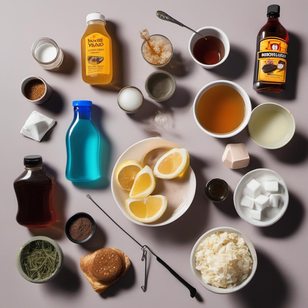 Items needed to answer the question, How do I create a Smoke Bubble Cocktail. Items include:  Liquid smoke  Warm water  Liquid dish soap  Bubble wand