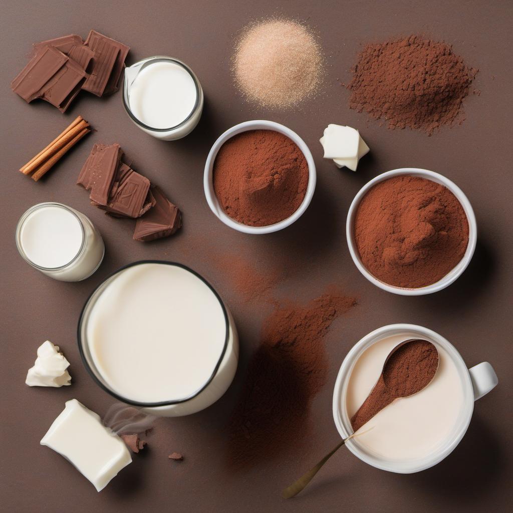 Items needed to answer the question, How do I make a 3D swan in my coffee. Items include:  milk  toothpick  cocoa powder