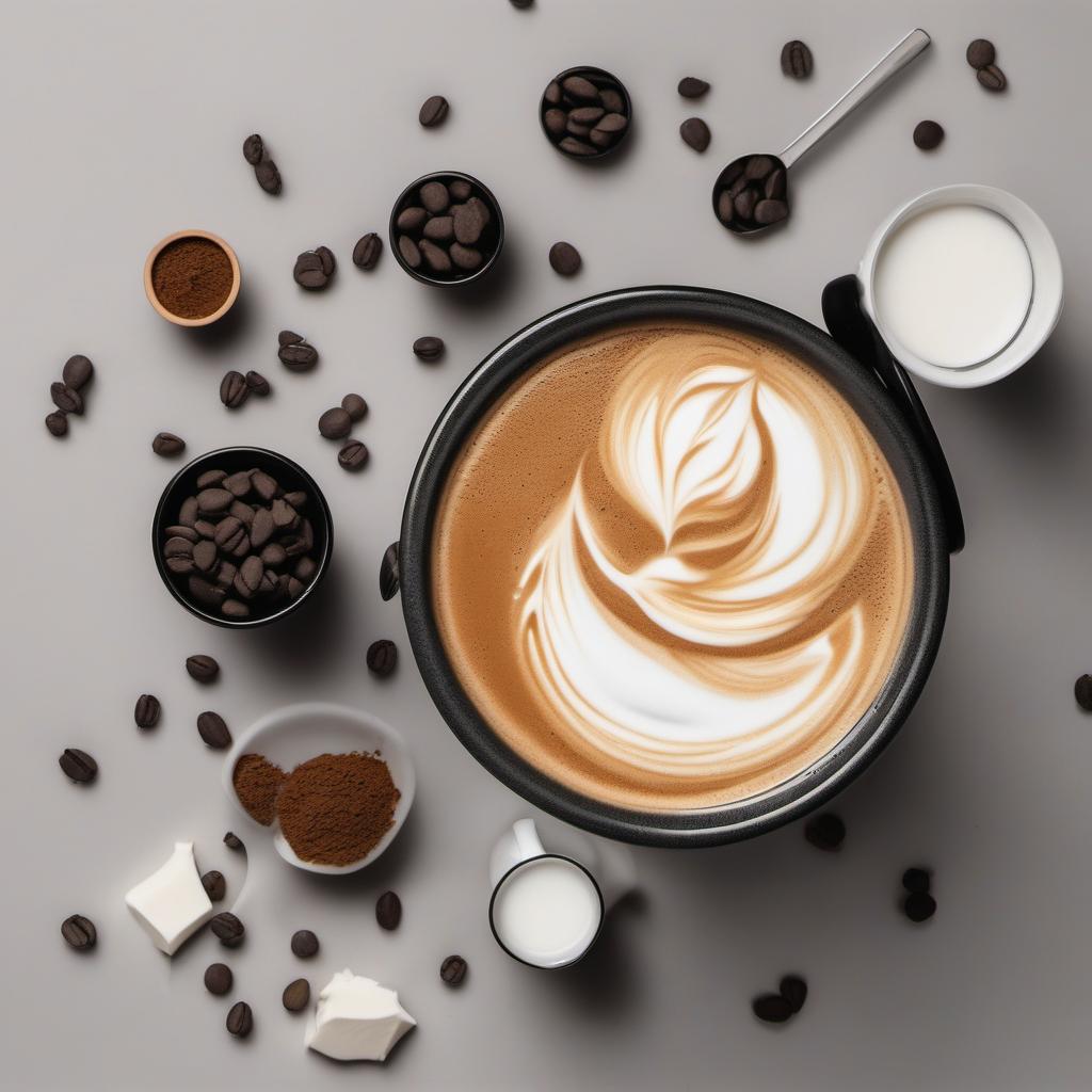 Items needed to answer the question, How do I froth milk for a Charcoal Latte. Items include:  Milk  Pitcher or Cup