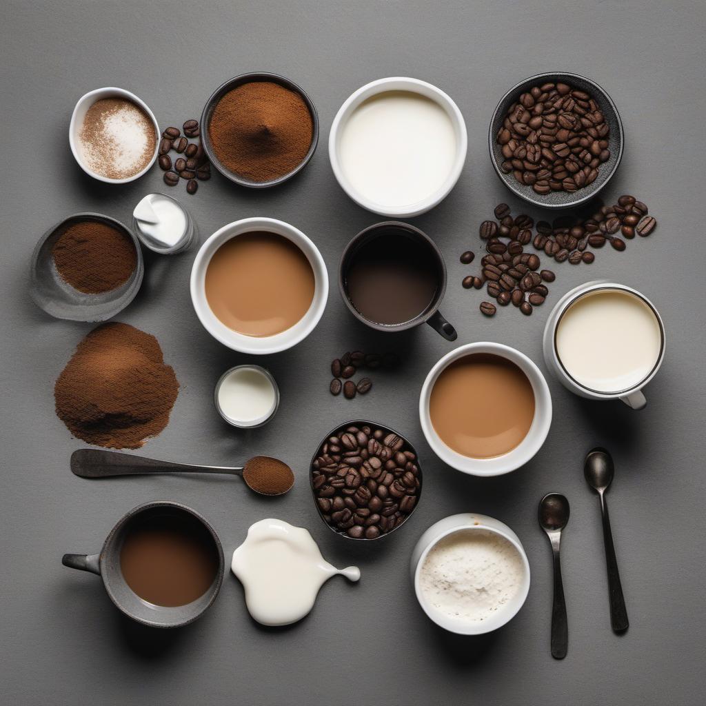 Items needed to answer the question, How do I create latte art with a Charcoal Latte. Items include:  Charcoal powder  Coffee  Milk