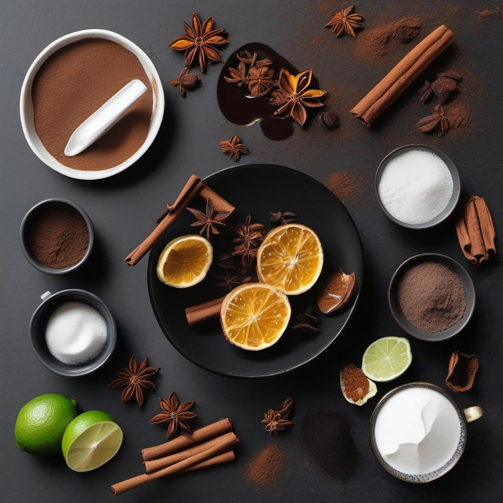 Items needed to answer the question, How do I enjoy a Charcoal Latte in different seasons. Items include:  Charcoal Powder  Coffee or Espresso  Milk of Choice  Winter Spices (cinnamon, nutmeg, etc.)  Cocoa Powder  Honey or Maple Syrup  Edible Flowers  Coconut Water  Ice Cubes  Fresh Lime  Agave Syrup  Mint Sprig or Lime Slice  Warm Spices (pumpkin spice, cinnamon, etc.)