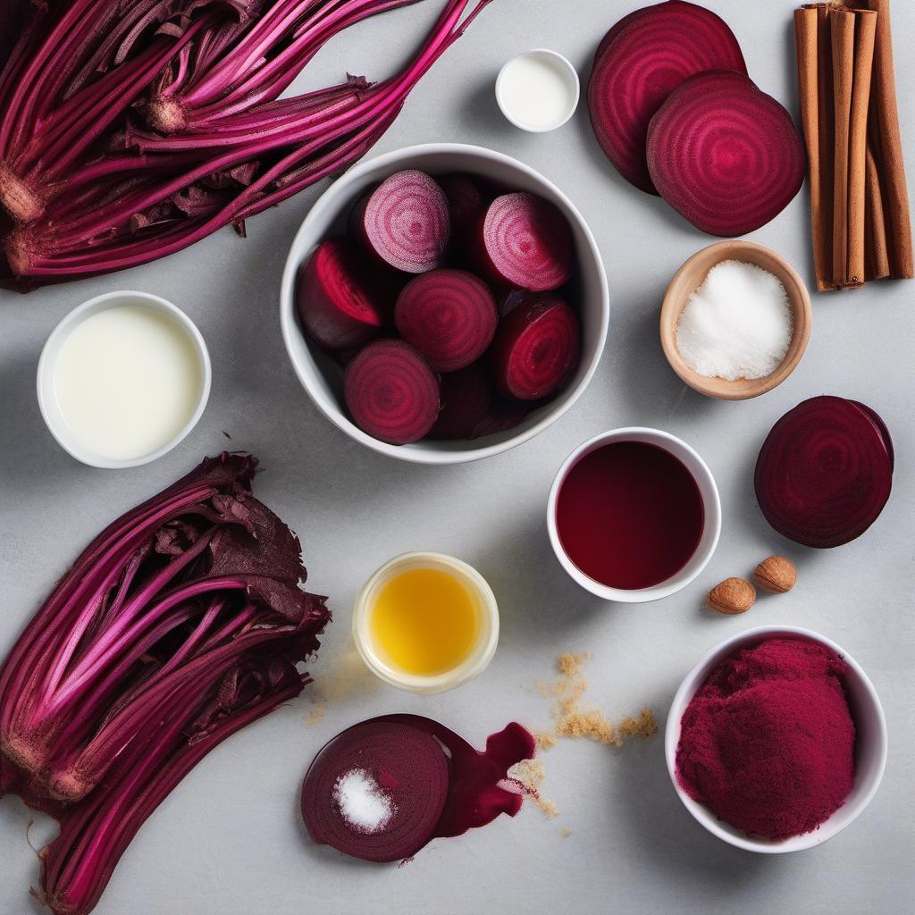 Items needed to answer the question, How do I whip up a Beetroot Latte frothy delight. Items include:  Beetroot  Milk  Honey  Ground cinnamon  Salt
