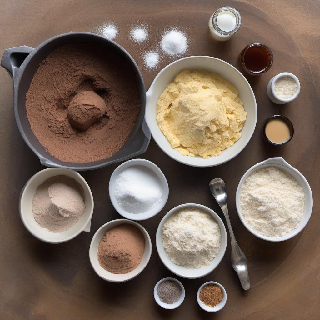 Items needed to answer the question, How do I bake gluten-free chocolate coconut doughnuts. Items include:  Gluten-free flour  Cocoa powder  Coconut sugar  Baking powder  Salt  Coconut milk  Coconut oil (for batter)  Vanilla extract  Maple syrup  Coconut oil (for glaze)  Powdered sugar  Coconut extract  Coconut flakes