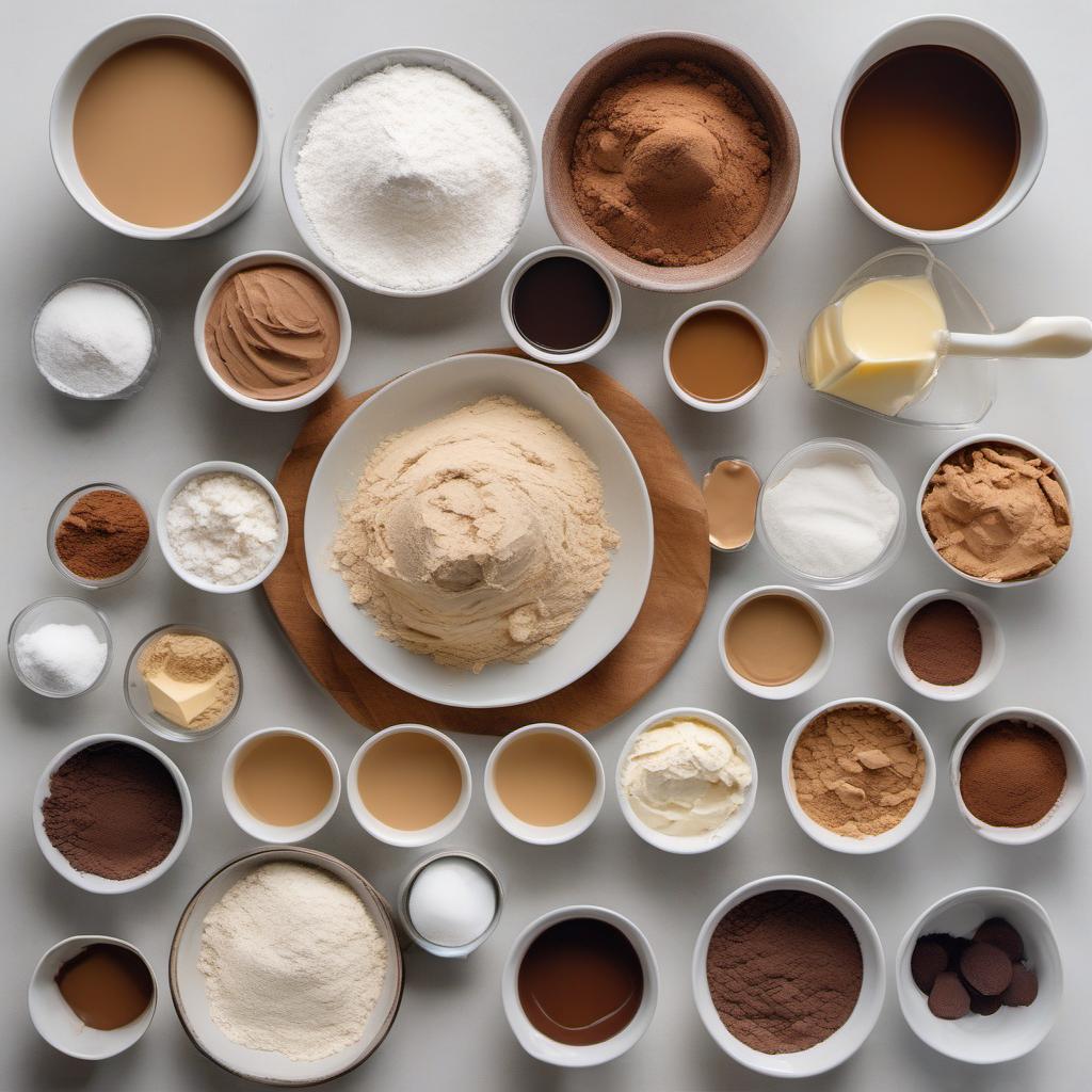 Items needed to answer the question, How do I prepare indulgent chocolate peanut butter doughnuts. Items include:  all-purpose flour  cocoa powder  granulated sugar  baking powder  salt  milk  butter  creamy peanut butter  vanilla extract  eggs