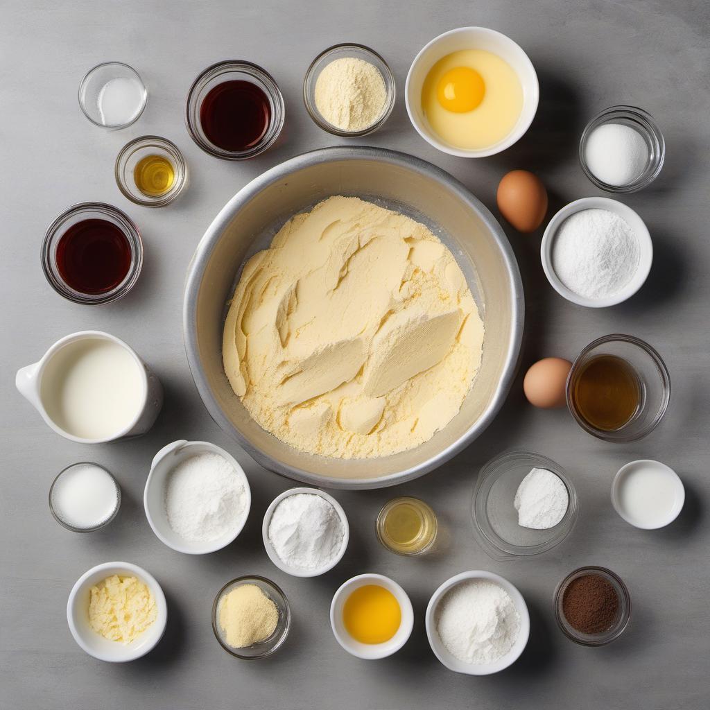 Items needed to answer the question, How do I make gluten-free cruffins. Items include:  Gluten-Free Flour  Granulated Sugar  Baking Powder  Salt  Milk  Butter  Eggs  Vanilla Extract