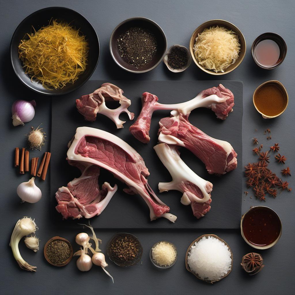 Items needed to answer the question, How do I make a flavorful Pho Broth for my Bread Bowl. Items include:  Beef bones  Onion  Garlic cloves  Ginger  Star anise pods  Cinnamon sticks  Cloves  Coriander seeds  Fennel seeds  Sugar  Fish sauce  Salt