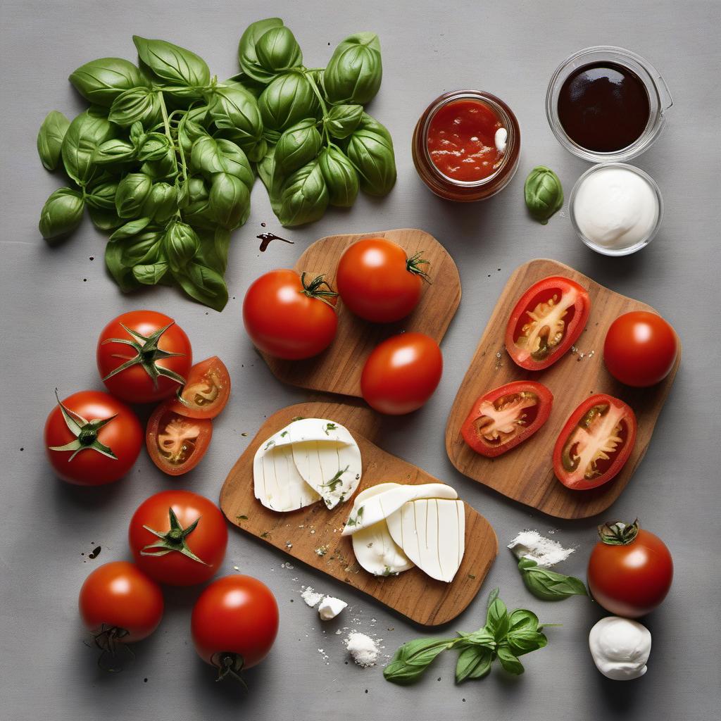 Items needed to answer the question, How do I prepare a mouthwatering caprese toastie. Items include:  Tomatoes  Fresh mozzarella cheese  Fresh basil leaves  Balsamic vinegar  Olive oil  Salt  Pepper  Bread