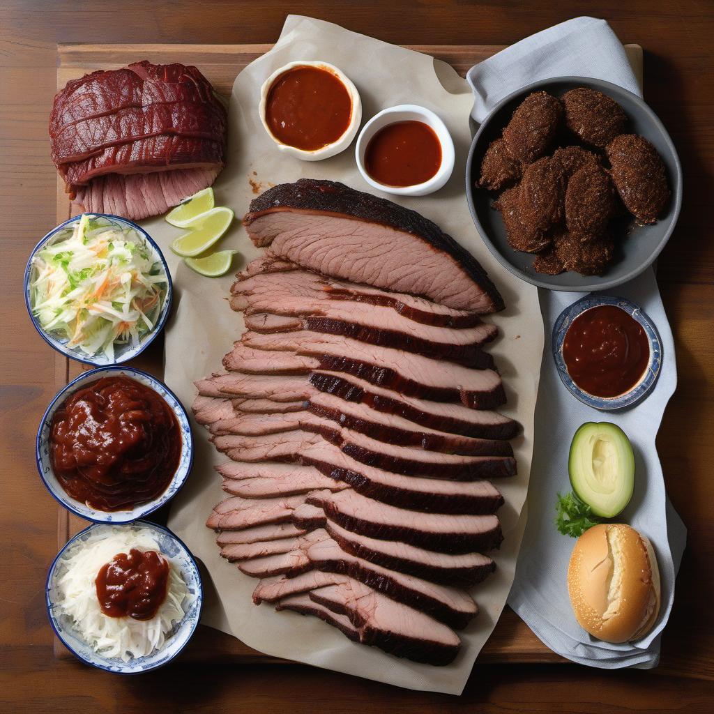 Items needed to answer the question, How do I make a Brisket Bun for a crowd. Items include:  Brisket  Salt  Pepper  Dry Rub  Buns  Barbecue Sauce  Coleslaw  Pickles