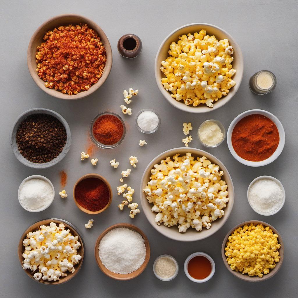Items needed to answer the question, How do I make spicy buffalo popcorn. Items include:  Popcorn kernels  Butter  Hot sauce  Garlic powder  Smoked paprika  Cayenne pepper  Salt
