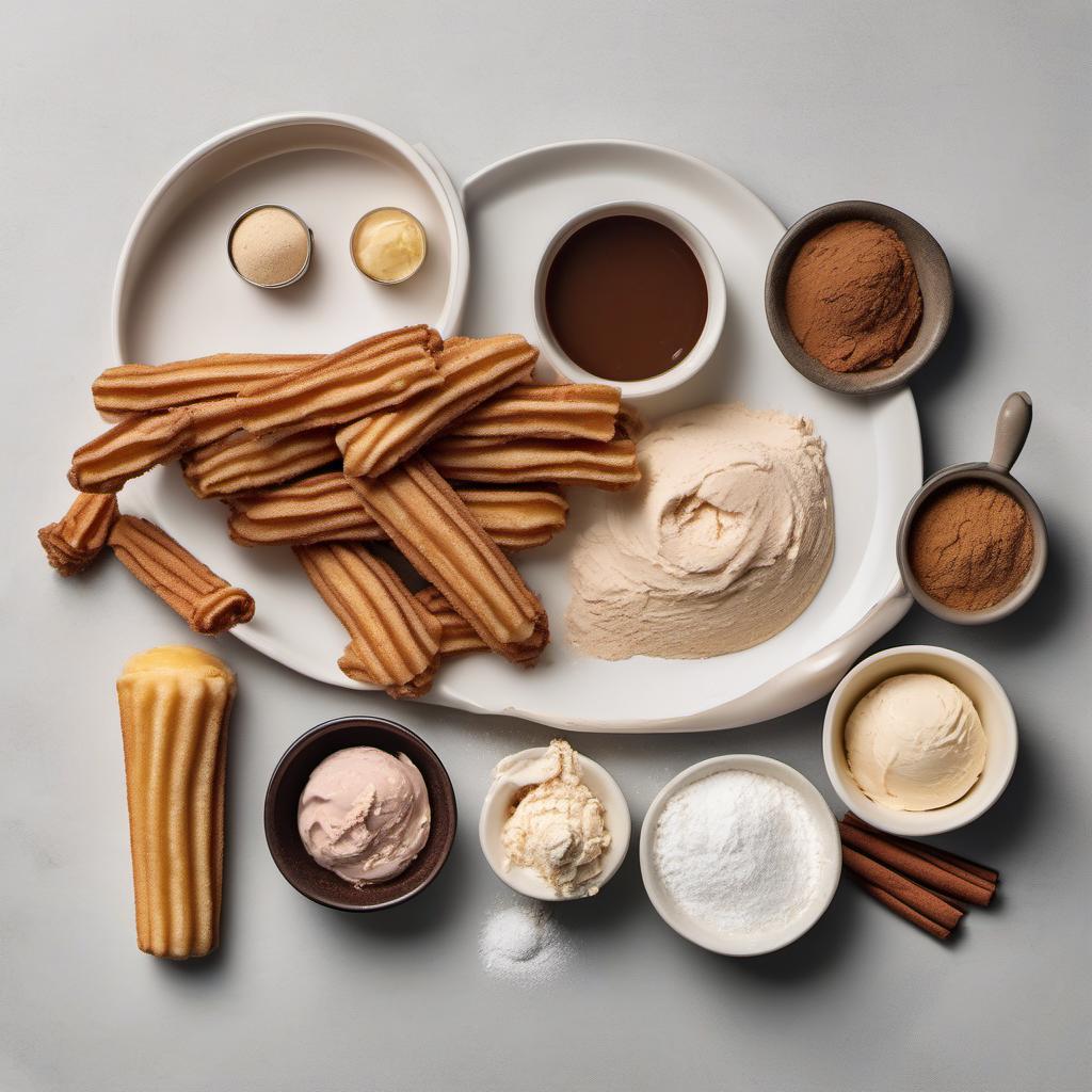 Items needed to answer the question, How do I make churro ice cream bowls. Items include:  churro dough  sugar  salt  vegetable oil  all-purpose flour  cinnamon  ice cream