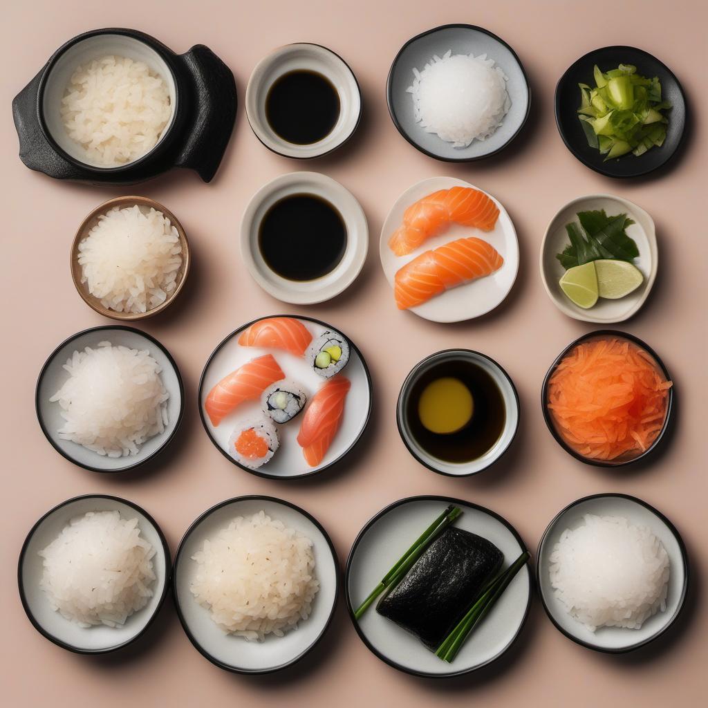 Items needed to answer the question, How do I make vegan sushi rice. Items include:  sushi rice  water  rice vinegar  sugar  salt