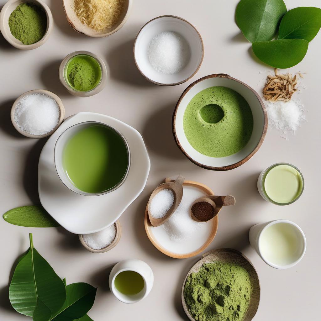 Items needed to answer the question, How do I make dreamy matcha green tea vegan ice cream. Items include:  Coconut milk  Sugar  Matcha green tea powder  Vanilla extract  Salt