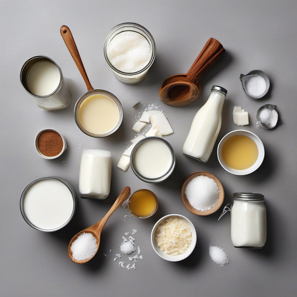 Items needed to answer the question, How do I churn up vanilla bean vegan ice cream. Items include:  Coconut milk  Granulated sugar  Vanilla bean  Pure vanilla extract  Pinch of salt
