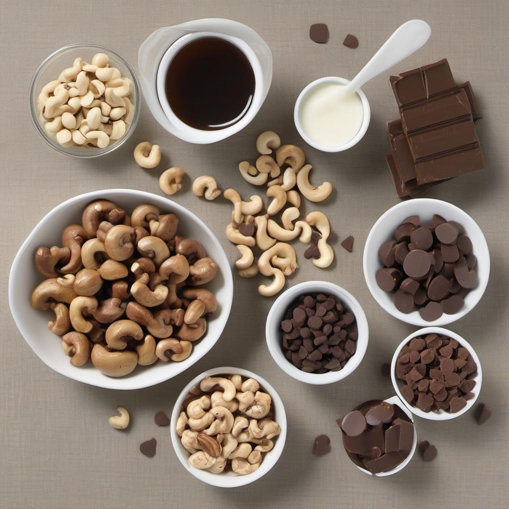 Items needed to answer the question, How do I mix up refreshing mint chocolate chip vegan ice cream. Items include:  1 cup soaked cashews  1 can full-fat coconut milk  1/2 cup maple syrup  1/4 cup melted coconut oil  1 teaspoon vanilla extract  1 teaspoon peppermint extract  1/2 cup dairy-free chocolate chips