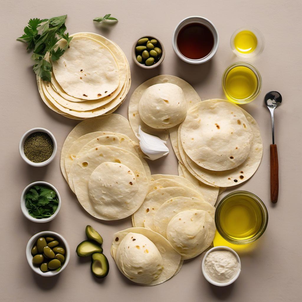 Items needed to answer the question, How do I make crispy Vegan Taco shells. Items include:  Tortillas  Olive oil
