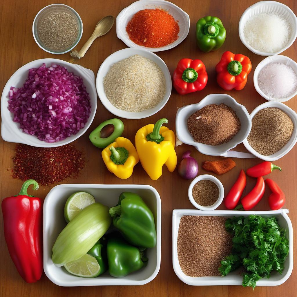 Items needed to answer the question, How do I make Vegan Taco bowls with a twist. Items include:  Red bell pepper  Yellow bell pepper  Green bell pepper  Red onion  Olive oil  Chili powder  Cumin  Paprika  Salt and pepper  Vegan ground meat substitute  Taco seasoning  Cooked quinoa or rice  Fresh greens  Vegan mayo  Lime juice  Maple syrup