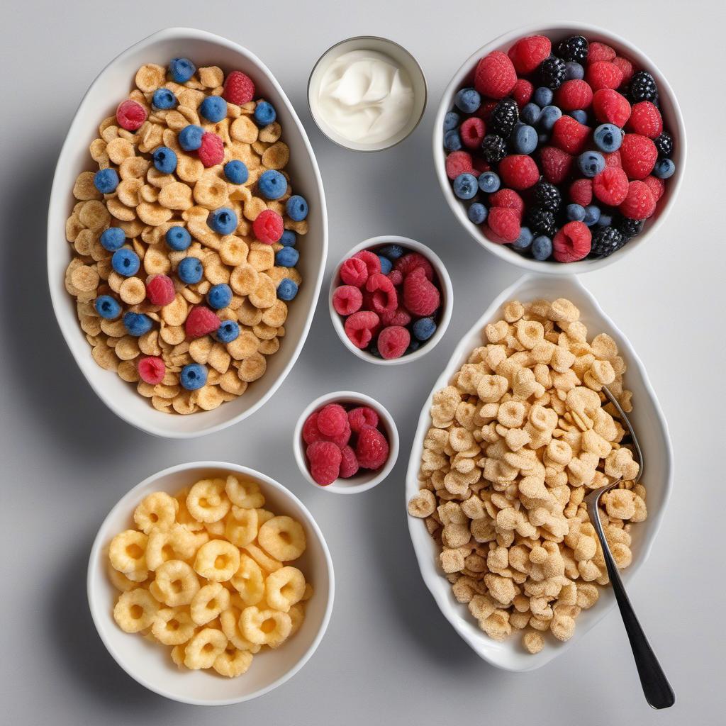 Items needed to answer the question, How do I bake a Capn Crunch cheesecake. Items include:  Cap'n Crunch cereal  Butter  Salt  Cream cheese  Granulated sugar  Vanilla extract  Whipped cream  Fresh berries