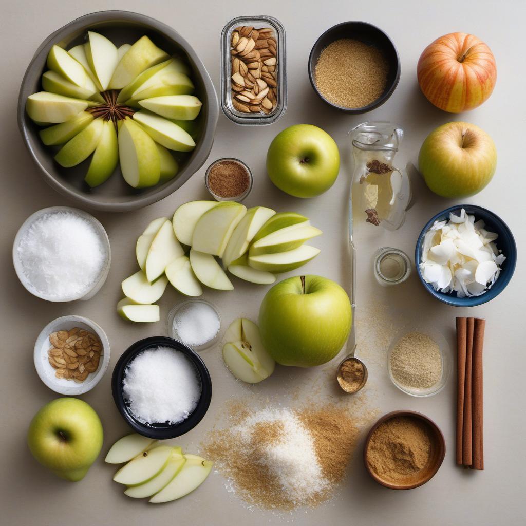 Items needed to answer the question, How do I create a mouthwatering Grain-Free Granola Apple Crisp. Items include:  Granny Smith apples  Coconut sugar  Lemon juice  Ground cinnamon  Salt  Almond flour  Shredded coconut  Chopped almonds  Pumpkin seeds  Maple syrup  Melted coconut oil  Vanilla extract  Whipped coconut cream  apples  coconut sugar  arrowroot powder  ground cinnamon  salt  almond flour  chopped pecans  unsweetened shredded coconut  coconut oil  maple syrup  vanilla extract