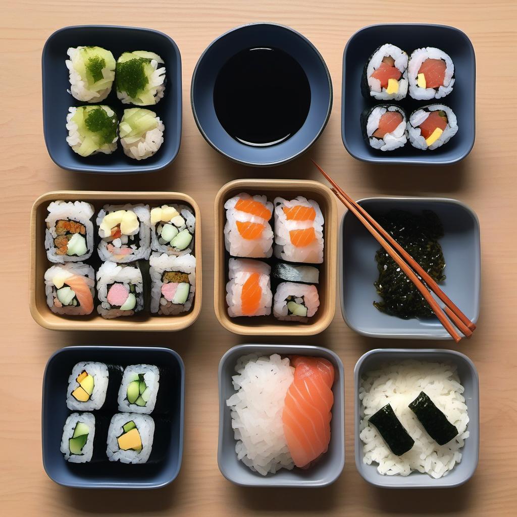 Items needed to answer the question, How do I make sushi burritos. Items include:  Sushi Rice  Rice Vinegar  Sugar  Salt  Nori (Seaweed)  Sushi Fillings