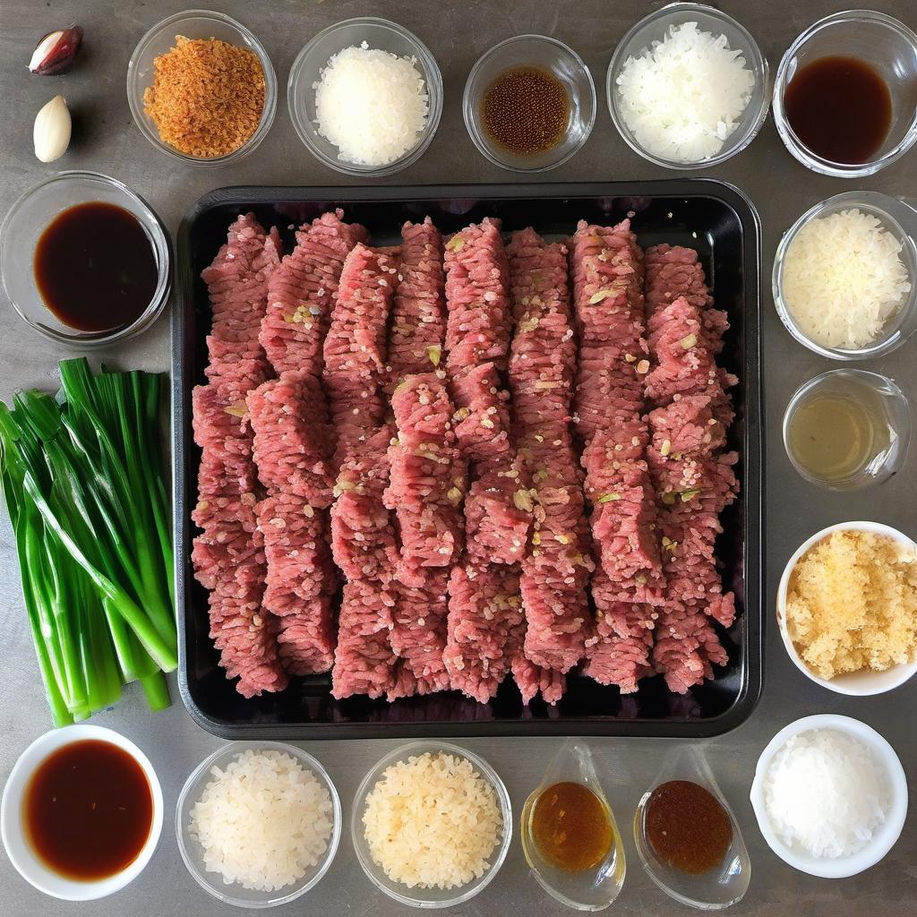 Items needed to answer the question, How do I cook teriyaki burgers. Items include:  Ground beef  Soy sauce  Brown sugar  Mirin  Rice vinegar  Sesame oil  Red pepper flakes  Panko breadcrumbs  Green onions  Garlic cloves  Salt  Pepper  Burger buns  Pineapple slices  Red onion slices  Lettuce leaves  Mayonnaise