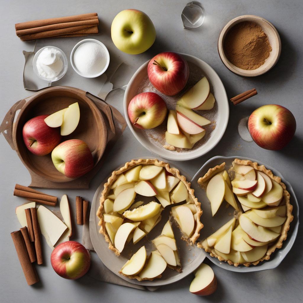 Items needed to answer the question, How do I bake a heavenly apple pie. Items include:  Apples  Sugar  Cinnamon  Lemon juice  Pie crusts  Butter  Vanilla ice cream